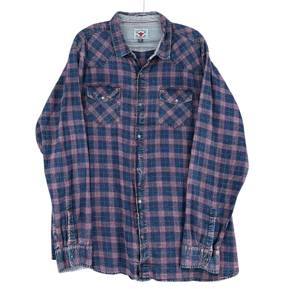 Desert Son Flag & Anthem 3XLT‎ Tall Plaid Distressed Flannel Shirt Menswear